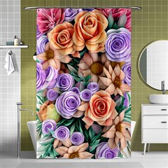 Cheerful And Captivating Watercolor Flowers Shower Curtain 48  X 72  (small)  by GardenOfOphir