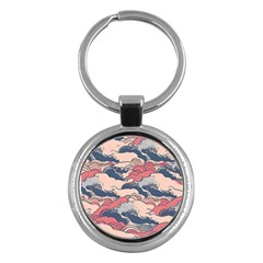 Waves Ocean Sea Water Pattern Rough Seas Key Chain (round)