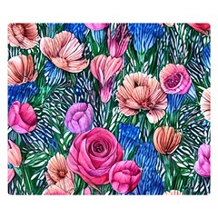 Bright And Brilliant Watercolor Flowers One Side Premium Plush Fleece Blanket (small) by GardenOfOphir