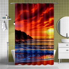 Reflecting Sunset Over Beach Shower Curtain 48  X 72  (small)  by GardenOfOphir