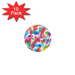 Feathers Pattern Background Colorful Plumage 1  Mini Buttons (10 Pack)  by Ravend