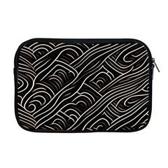 Black Coconut Color Wavy Lines Waves Abstract Apple Macbook Pro 17  Zipper Case by Ravend