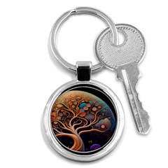 Trees Dream Art Intricate Patterns Digital Nature Key Chain (round) by Ravend