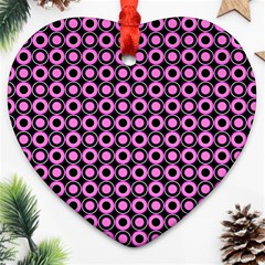 Pink Donuts Pink Filling On Black Heart Ornament (two Sides) by Mazipoodles