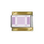 Square Purple Pattern Bead Purple Keffiyeh Purple Geometric Headdress Angle Violet Rectangle Gold Trim Italian Charm (9mm) Front