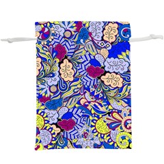 Blue Yellow Background Pattern Vector Texture Paisley Lightweight Drawstring Pouch (xl) by Jancukart