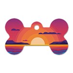 Sunset Ocean Beach Water Tropical Island Vacation Landscape Dog Tag Bone (Two Sides) Front