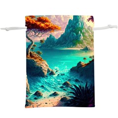 Tropical Paradise Beach Ocean Shore Sea Fantasy Lightweight Drawstring Pouch (xl)