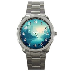 Ai Generated River Forest Woods Outdoors Sport Metal Watch