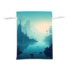 Ai Generated River Forest Woods Outdoors Lightweight Drawstring Pouch (l)