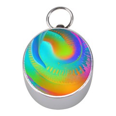 Contemporary Fluid Art Pattern In Bright Colors Mini Silver Compasses by GardenOfOphir
