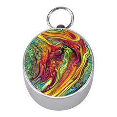 Liquid Art Pattern - Abstract Art Mini Silver Compasses by GardenOfOphir
