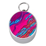 Colorful Abstract Fluid Art Mini Silver Compasses Front