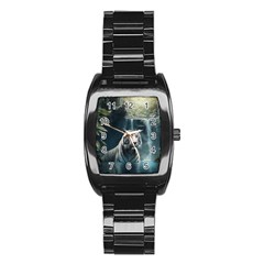 Tiger White Tiger Nature Forest Stainless Steel Barrel Watch