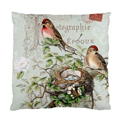 Bird & Nest Collage Satiny Throw Pillow Cover by VintageKitty