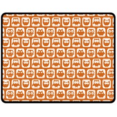 Orange And White Owl Pattern Fleece Blanket (medium) by GardenOfOphir