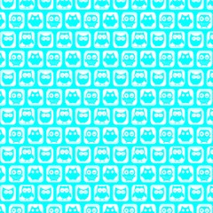 Aqua Turquoise And White Owl Pattern Play Mat (square) by GardenOfOphir