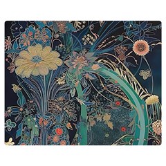 Ai Generated Flower Trees Forest Mystical Forest Two Sides Premium Plush Fleece Blanket (medium) by Ravend