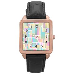 Color-blocks Rose Gold Leather Watch 
