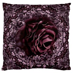 Rose Mandala Large Premium Plush Fleece Cushion Case (two Sides) by MRNStudios