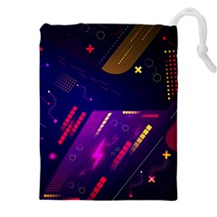 Colorful Abstract Background Creative Digital Art Colorful Geometric Artwork Drawstring Pouch (5xl) by Semog4