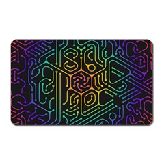 Circuit Hexagonal Geometric Pattern Background Pattern Magnet (rectangular) by Jancukart