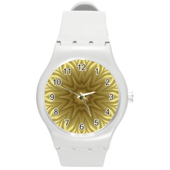 Background Pattern Golden Yellow Round Plastic Sport Watch (m)