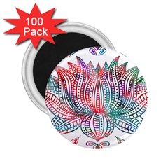 Lotus Feathers Boho Watercolor 2 25  Magnets (100 Pack) 
