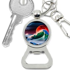 Sea Ocean Waves Rocks Sunset Artwork Bottle Opener Key Chain by Jancukart