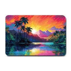 Ai Generated Tropical Island Sunset Landscape Small Doormat