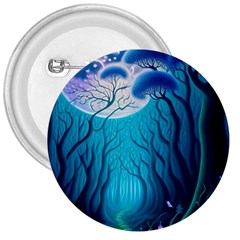 Blue Forrest Jungle,tree Trees Nature Landscape 3  Buttons by Uceng