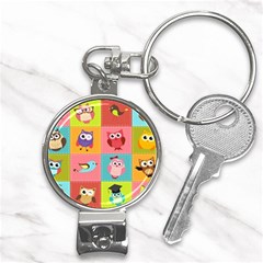 Owls Pattern Abstract Art Vector Cartoon Nail Clippers Key Chain