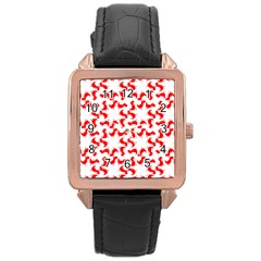 Lonely T-rex Dinosaur Dinosaur Game Pattern Rose Gold Leather Watch  by Ravend