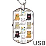 Cat Kitten Seamless Pattern Dog Tag USB Flash (Two Sides) Front