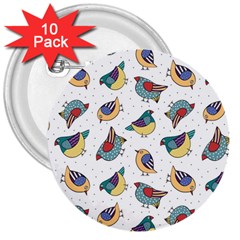 Seamless-pattern-with-hand-drawn-bird-black 3  Buttons (10 Pack)  by Salman4z