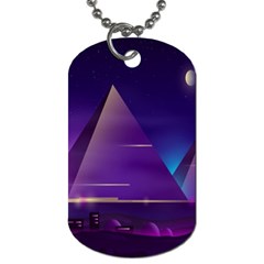 Egyptian-pyramids-night-landscape-cartoon Dog Tag (two Sides)