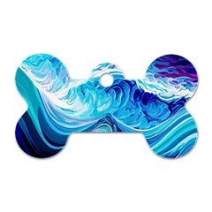 Tsunami Waves Ocean Sea Nautical Nature Water Dog Tag Bone (two Sides)