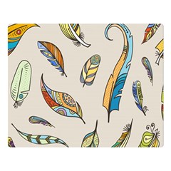 Vector-boho-doodle-feathers-seamless-pattern-illustration Two Sides Premium Plush Fleece Blanket (large) by Salman4z