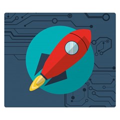 Rocket-with-science-related-icons-image Two Sides Premium Plush Fleece Blanket (small) by Salman4z