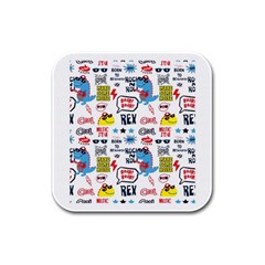 Monster-cool-seamless-pattern Rubber Square Coaster (4 Pack)