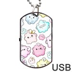 Cute-doodle-cartoon-seamless-pattern Dog Tag USB Flash (One Side) Front