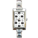 Cute Cameras Doodles Hand Drawn Rectangle Italian Charm Watch Front