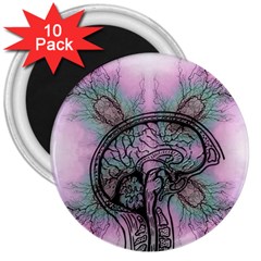 Tourette Syndrome Epilepsy Brain 3  Magnets (10 Pack) 
