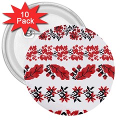 Ukraine Scheme Pattern Kit Ornament Plants 3  Buttons (10 Pack)  by pakminggu