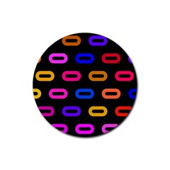 Pattern Background Structure Black Rubber Round Coaster (4 Pack) by danenraven