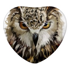 Vector Hand Painted Owl Heart Glass Fridge Magnet (4 Pack) by Mog4mog4