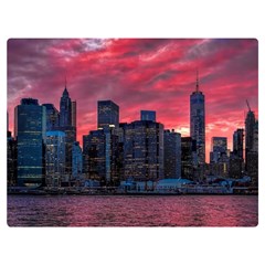 Skyline Sunset United States Reflection Usa,new York Manhattan Two Sides Premium Plush Fleece Blanket (extra Small) by Bakwanart