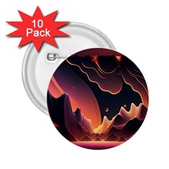 Fire Flame Burn Hot Heat Light Burning Orange 2 25  Buttons (10 Pack)  by Cowasu