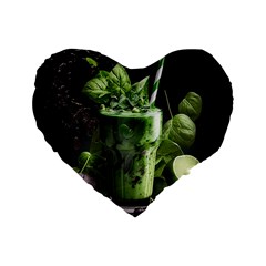 Drink Spinach Smooth Apple Ginger Standard 16  Premium Heart Shape Cushions by Ndabl3x