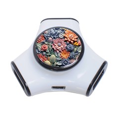 3d Flower Bloom Embossed Pattern 3-port Usb Hub by Vaneshop